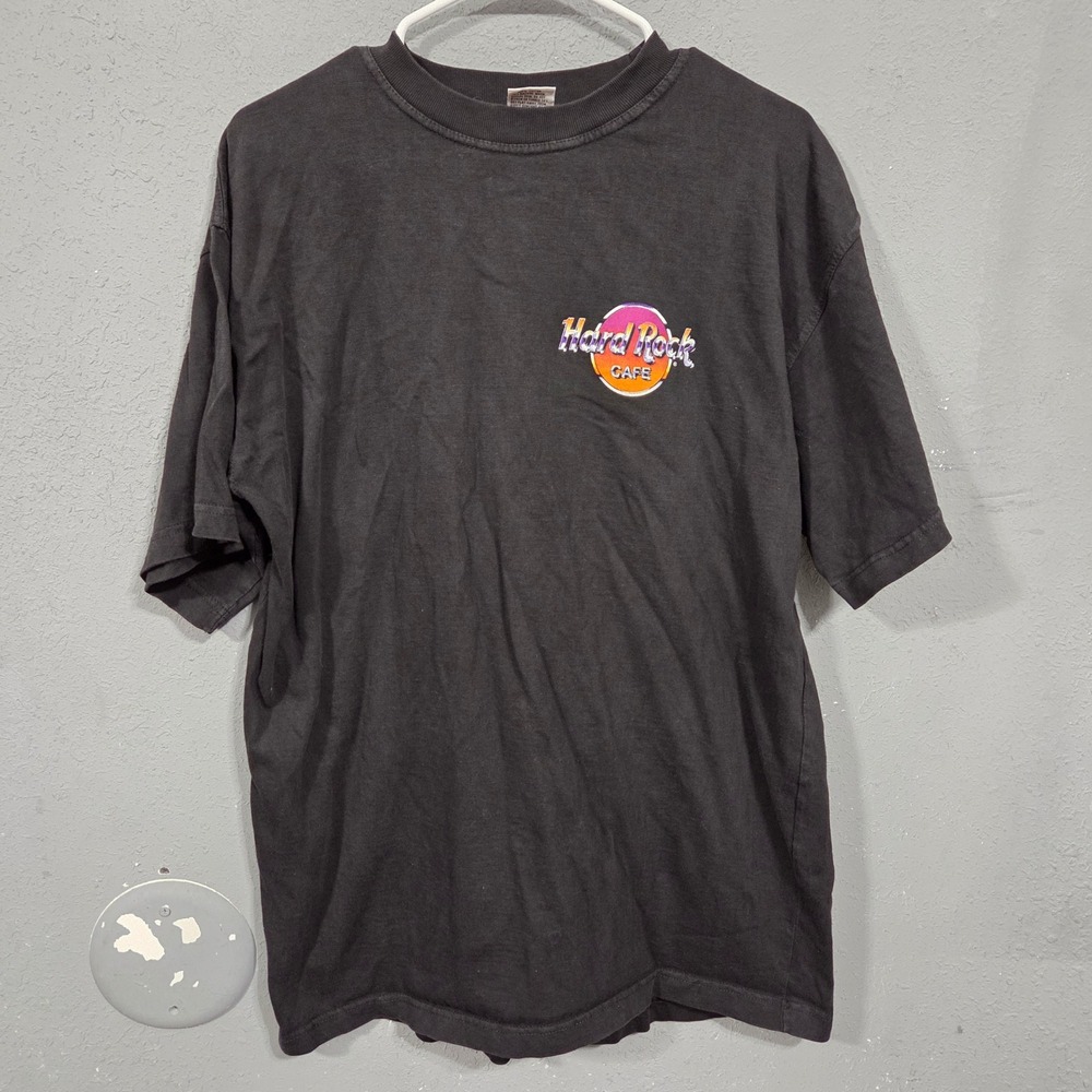 Hard Rock Cafe Melbourne 25th Anniversary T Shirt Mens Size L Black Flames